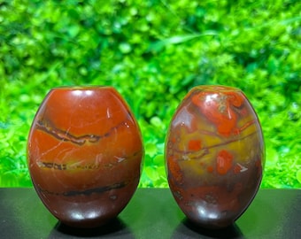 2 Pcs Natural African Red Agate Barrel Beads, Polished Cylinder Gemstone Beads, Healing Crystal Jewelry Making Supply Gift