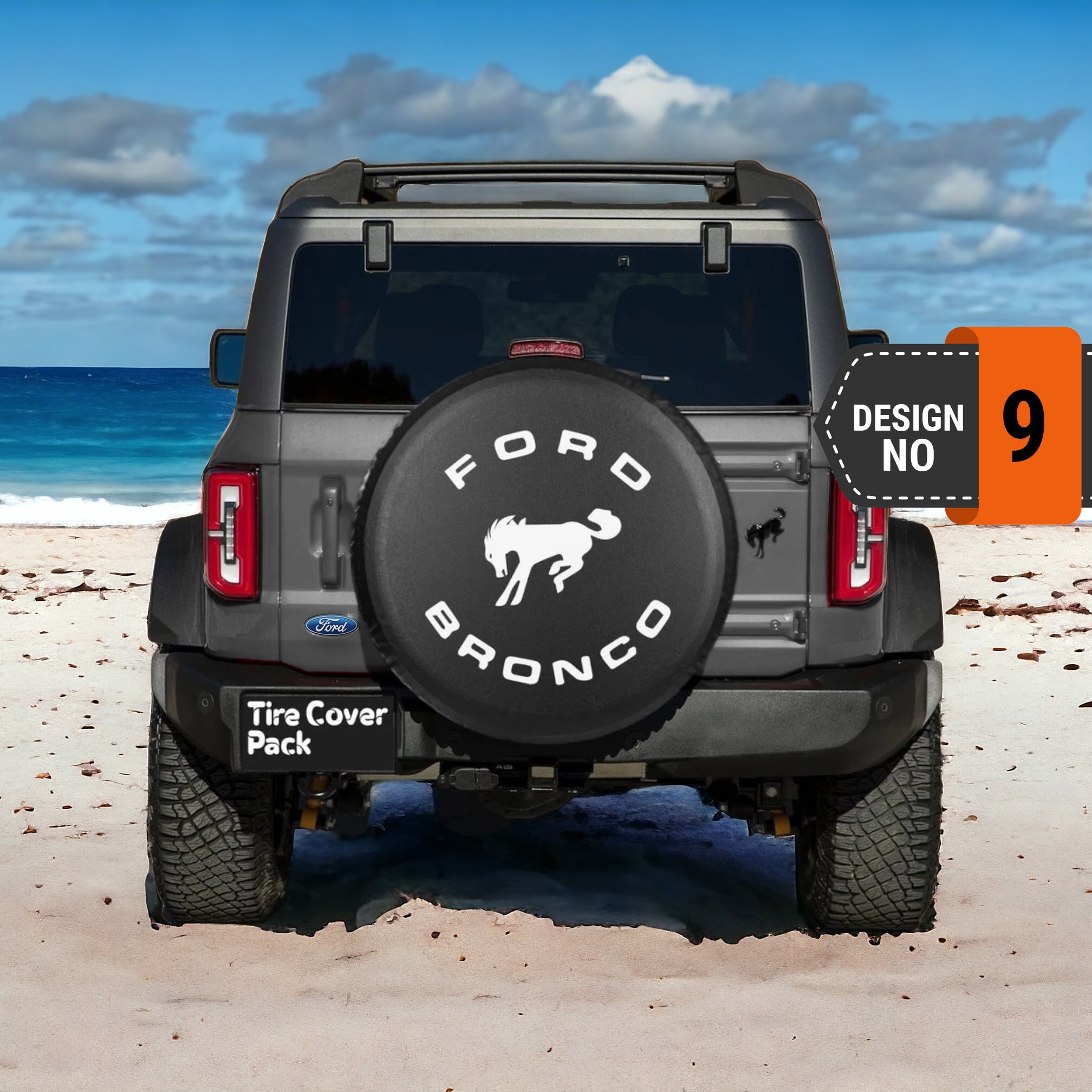 Ford Bronco Spare Tire Cover, PVC Wheel Cover, Soft Tyre Cover, UV Protection Spare Cover, Custom Bronco Tire Cover, All Size - 9th Style
