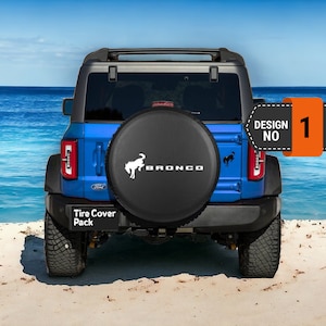 Ford Bronco Housse de roue de secours, Enjoliveur de roue en PVC, Housse de pneu souple, Housse de protection UV, Housse de pneu Bronco personnalisée, Toutes tailles - 1er style