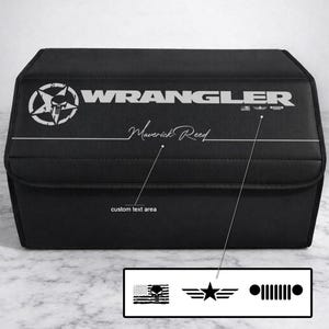 Wrangler Personalizowany skórzany organizer do bagażnika – z własną nazwą i ikoną, czarny