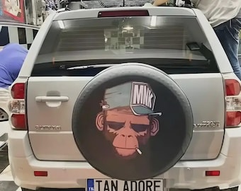 Rapper Monkey Spare Tire Cover: Custom UV Print, 4x4 SUV Wheel Protector