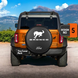 Ford Bronco Housse de roue de secours, Enjoliveur de roue en PVC, Housse de pneu souple, Housse de protection UV, Housse de pneu Bronco personnalisée, Toutes dimensions - 5e style
