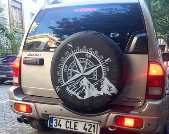 Compass Design Spare Tire Cover: UV Protection, 4x4 Off Road