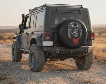 Biker Monkey Spare Tire Cover: UV Protection PVC Leather Wheel Cover
