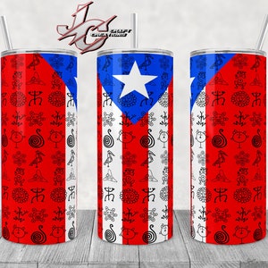 Tumbler Skinny 20oz Puerto Rico Flag Taino Designs download, PSD