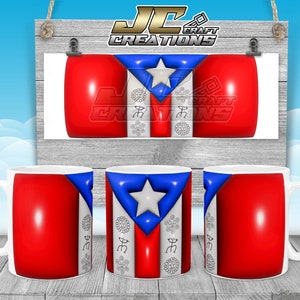Mug 11oz Puerto Rico Flag 3D Desings download. 2 PNG File.