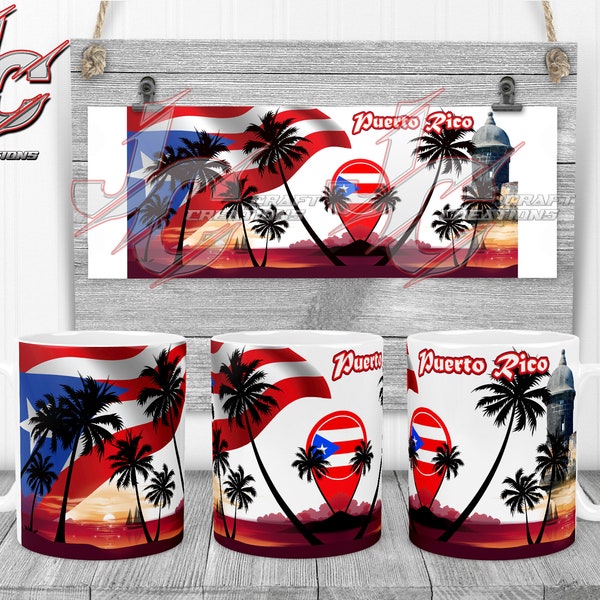 Mug 11oz Puerto Rico Palmas Boricua Desings download.