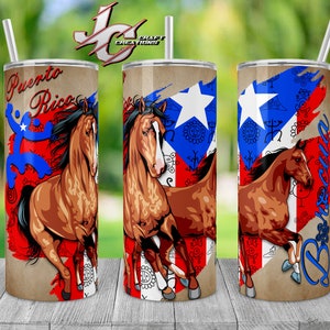 Tumbler Skinny 15oz, 20oz Puerto Rico, Flag, Horses Designs download.