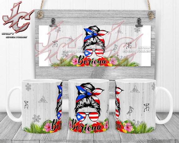 Mug 11oz Puerto Rico Mujer Boricua Desings download. 2 PNG FIle.