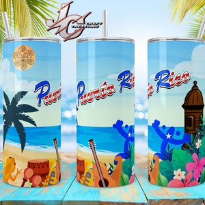 Tumbler Skinny 15oz, 20oz Puerto Rico, Playa Boricua, Garita Desings download. 2 PNG File.