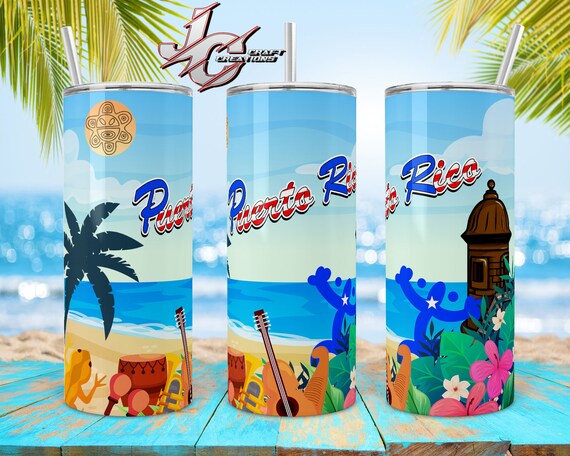 Tumbler Skinny 15oz, 20oz Puerto Rico, Playa Boricua, Garita Desings download. 2 PNG File.