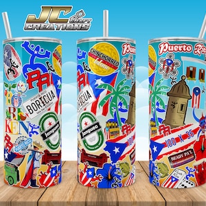 Tumbler Skinny 15oz, 20oz Puerto Rico, Boricua sticker Desings download. 2 PNGs.