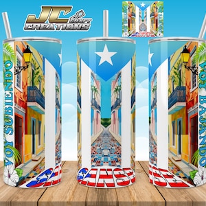 Tumbler 20oz Puerto Rico Sanse ,Calles Boricua, Puerto Rico Designs download. File 1 PNG.