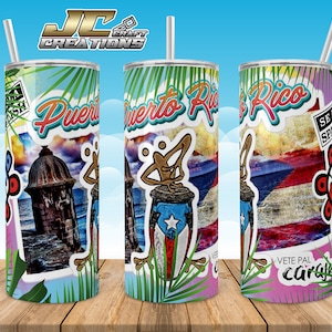Tumbler Skinny 20oz Puerto Rico, Coquí, Boricua, Garita Desings download. File 1 PNG.
