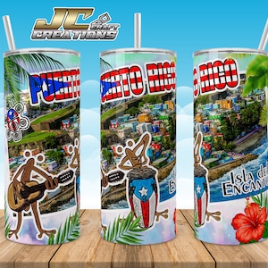 Tumbler Skinny 20oz Puerto Rico, Coquí, Boricua, La Perla PR Designs download. File 1 PNG.