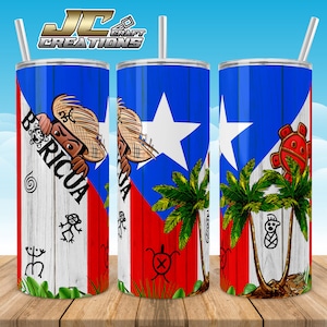 Puerto Rico Skinny Tumbler 20oz, Jibaro Boricua, Digital Download. 1 PNG.
