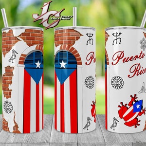 Tumbler Skinny 15oz, 20oz Puerto Rico Old SJ Door Flag Designs download. File 2 PNG.