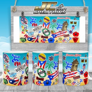 Mug 11oz Puerto Rico, Boricua sticker Design for Download. 1 PNG File.