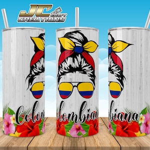 Tumbler 20oz Colombiana Flag, Mom Desings download. Pack PNG File.