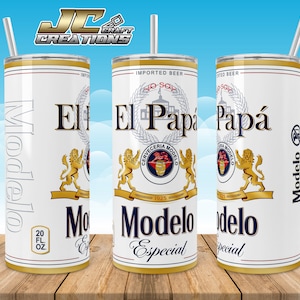 Tumbler Skinny 15oz, 20oz Papa Modelo Beer Design Template for Sublimation - 2 PNG Digital Download