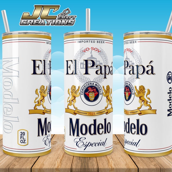 Tumbler Skinny 15oz, 20oz Papa Modelo Beer Design Template for Sublimation - 2 PNG Digital Download