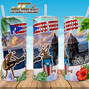 Tumbler Skinny 20oz Puerto Rico, Coquí, Boricua, Garita Desings download. File 1 PNG.