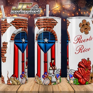 20oz Skinny Tumbler SJ Puerto Rico Flag, Boricua Christmas. Digital Download. File 2 PNG.