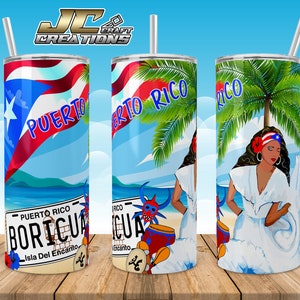 Tumbler Skinny 15oz, 20oz Puerto Rico, Boricua, Loiza PR Desings download. File 4 PNG.