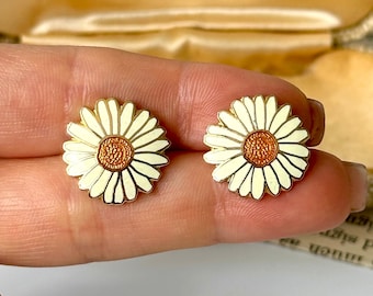 Lovely Daisy Flower White Gold Baby Blue Stud Earrings, Floral Earrings, Women's Jewellery, Summer Jewellery, Fashion Earrings, Gift For Her