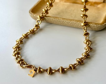 Vintage 1980s 18ct Gold Plated pierre cardin Panther Chain Link Collar Necklace, Wide Panther Link Necklace, Gold Chunky Chain Necklace
