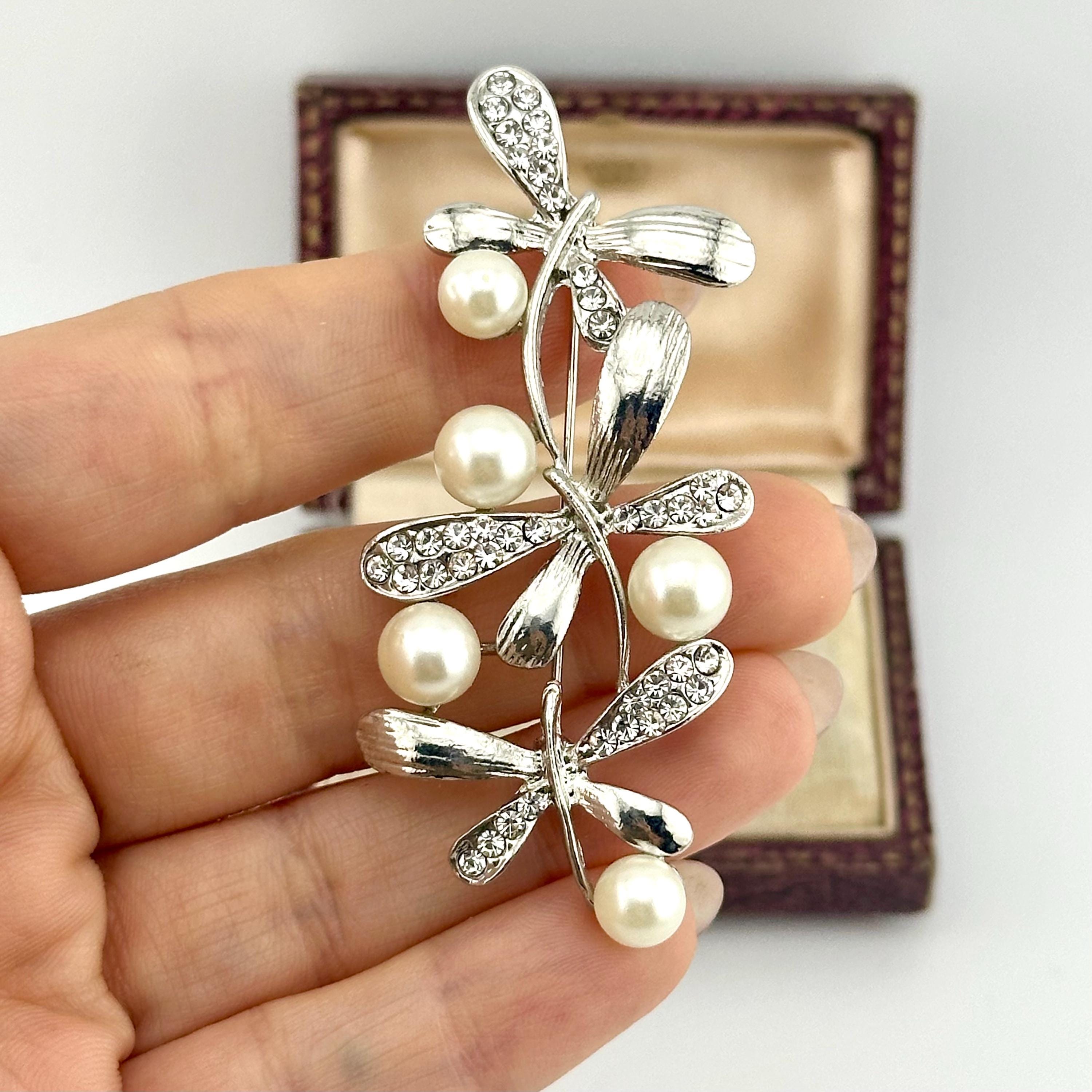 Broche vintage en nacre authentique - Accessoire rétro élégant