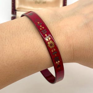 Vintage Burgundy Enamel Bangle, Red Statement Italian Bracelet by LAURANA, 1980s Designer Collectable, Elegant Gift For Her