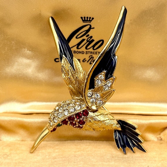 Vintage Hummingbird Brooch, Vintage Designer Sphi… - image 4