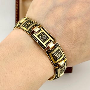 Bracelet tendance Toledo damas des années 1960, bijoux floraux espagnols plaqué or 24 carats