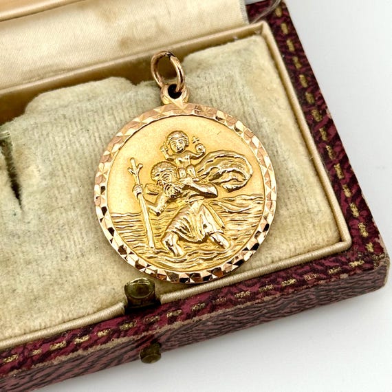 Vintage 9ct Solid Gold St. Christopher Pendant, I… - image 6