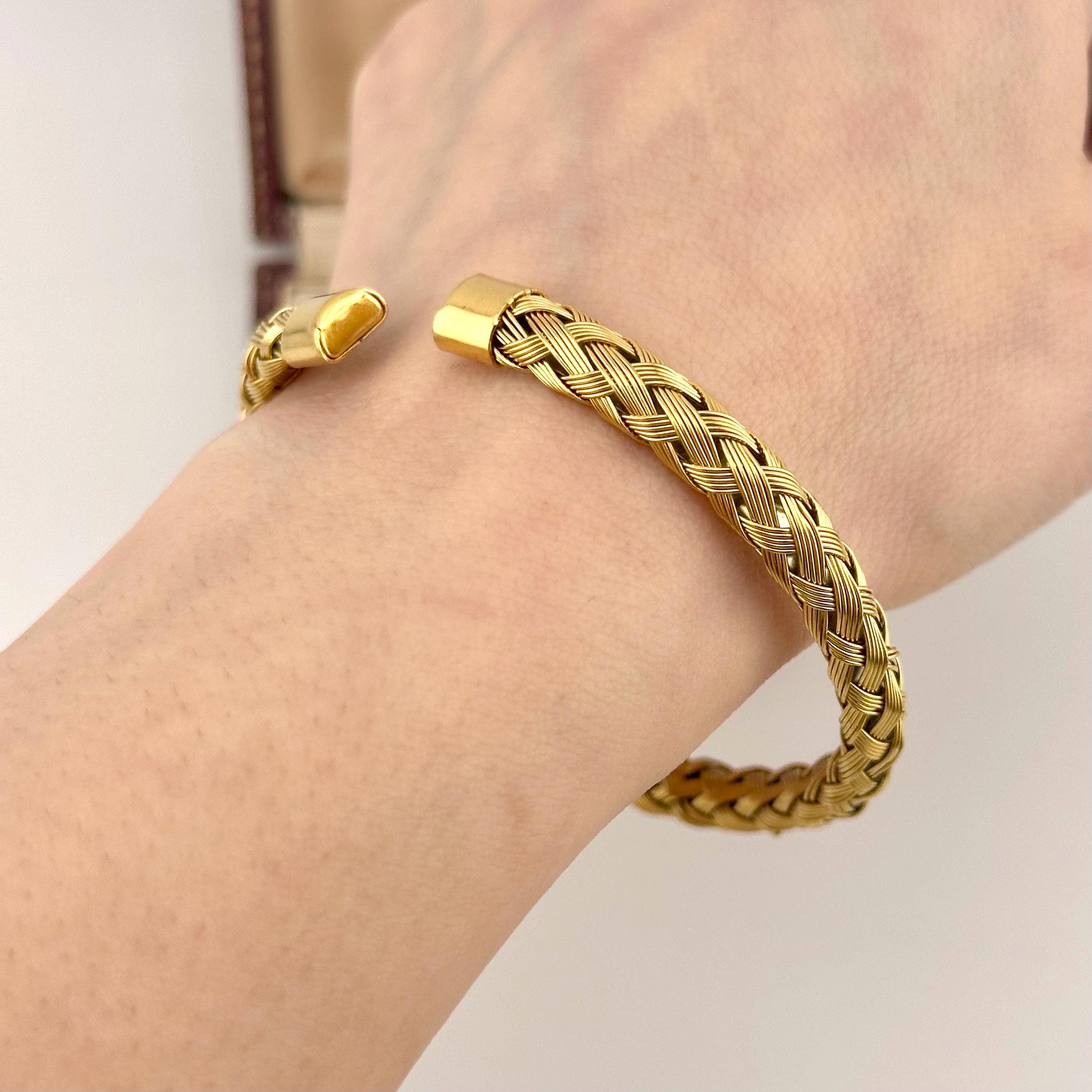 ゴールド編み込みブレスレット ゴールド編み込みデザインブレスレット18k