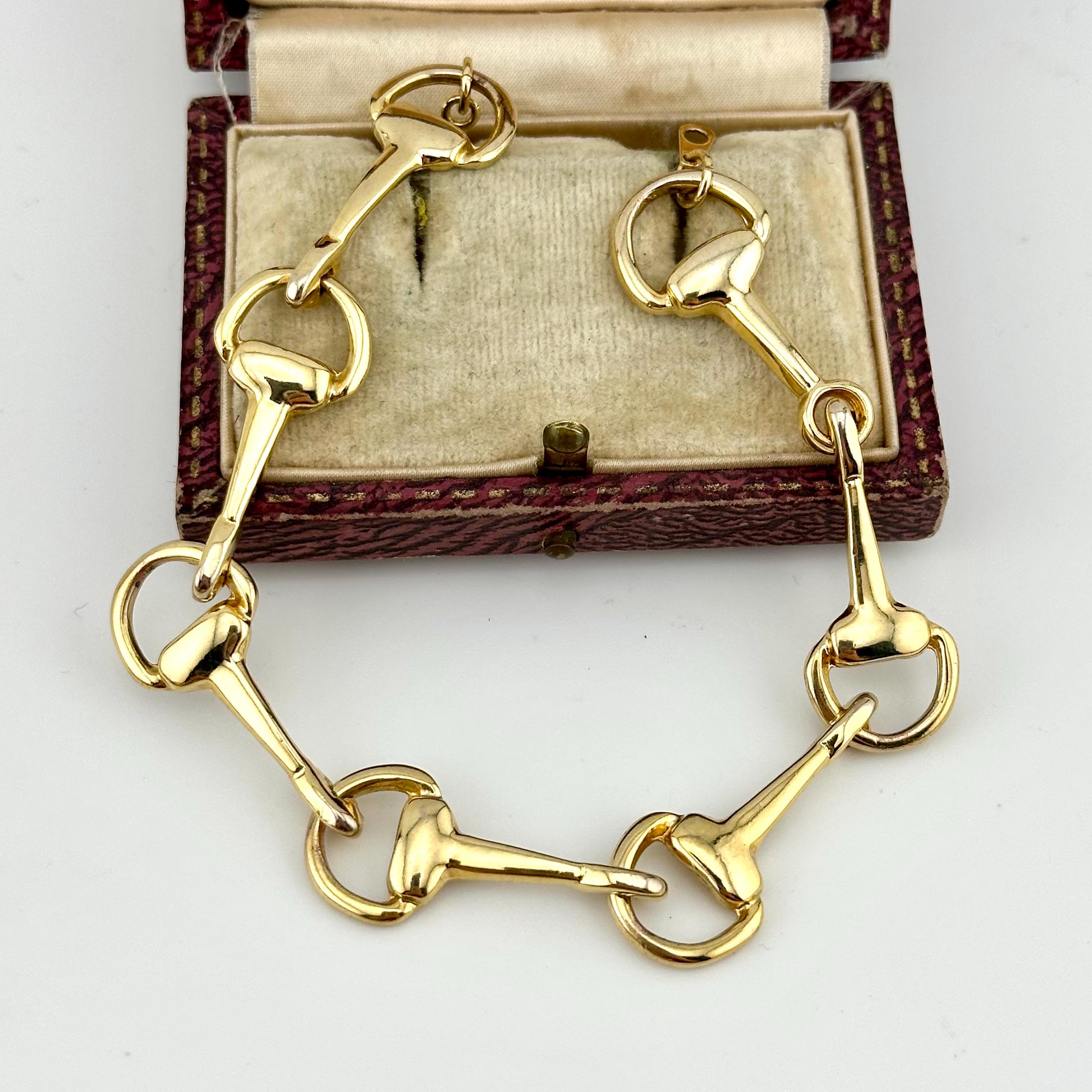 Vintage 1980s Horse Bit Bracelet, Gold Equestrian Designer Style