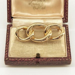 Vintage Christian Dior Linked Bar Brooch, 1970s Gold Interlocking Sculpted Statement Pin, Couture Collector’s Jewelry, Vintage Designer Gift