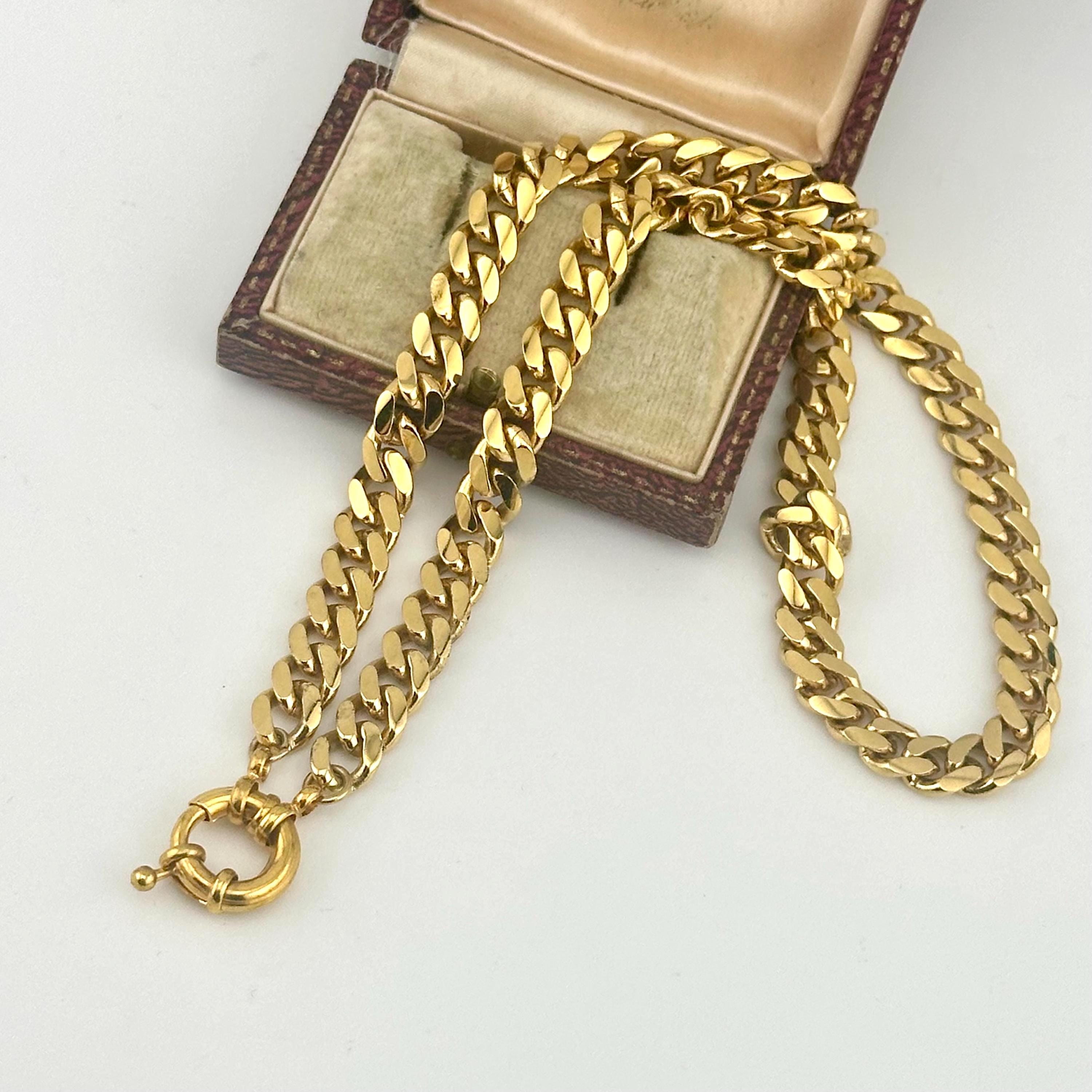 ト*ヤ様 VINTAGE CHAIN 90s Vintage Gold Curb Chain Necklace, 1980s Senorita Clasp Statement