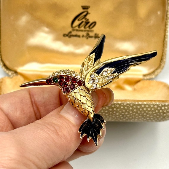 Vintage Hummingbird Brooch, Vintage Designer Sphi… - image 3