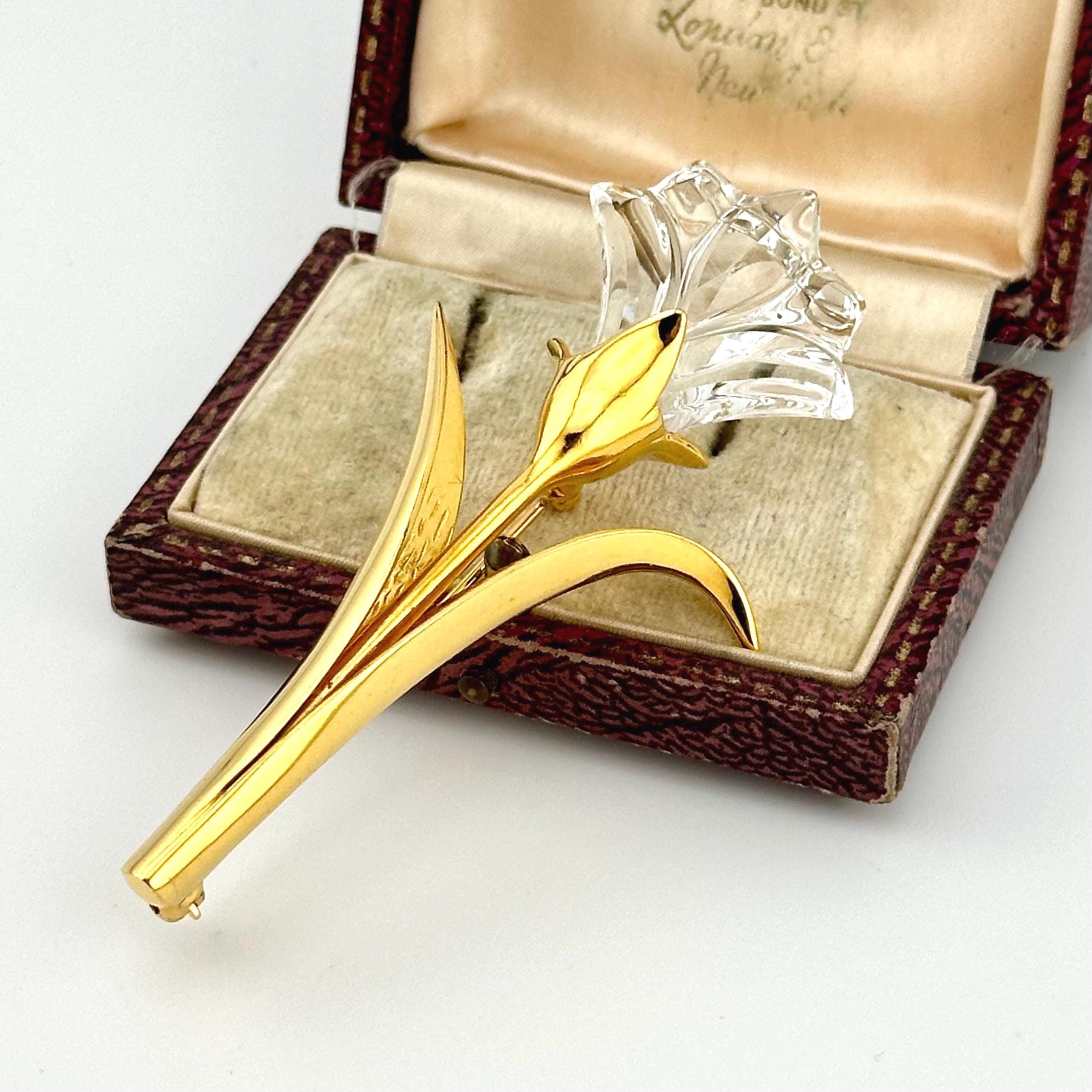 Swarovski Swan Crystal Memories Lily Flower Pin Brooch  Swarovski Gold Leaf Brooch Vintage Y2K Statement main image 0