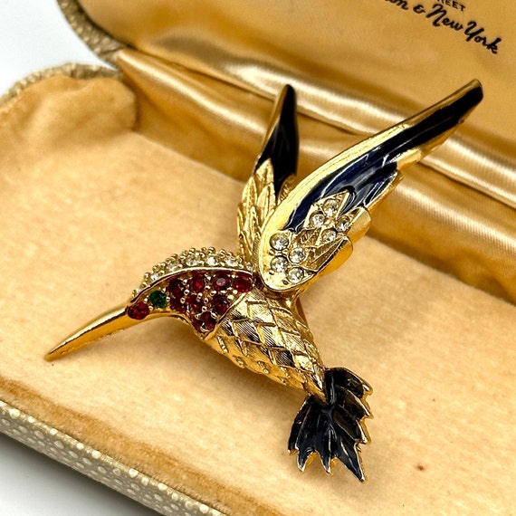 Vintage Hummingbird Brooch, Vintage Designer Sphi… - image 5