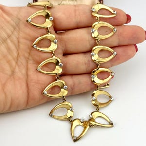 Vintage Gold Decorative Necklace, 1950s Crystal Statement Collar, Mid Century Jewellery, Romantic Wedding Jewelry, Bridal Necklace-Gift Idea