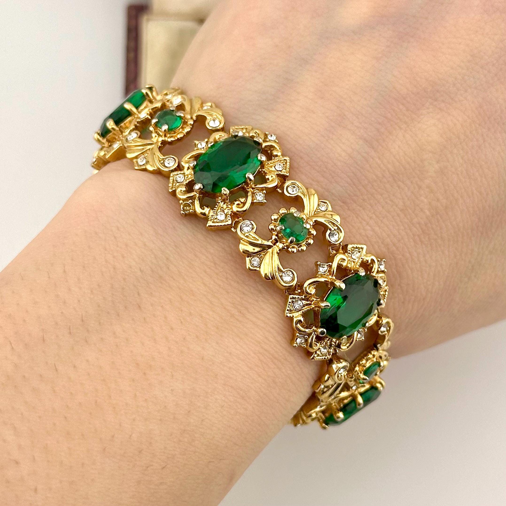Braccialetto Classico Con Strass In Resina Verde - Yazilind - Stile Bohémien Ed Etnico Per Donna