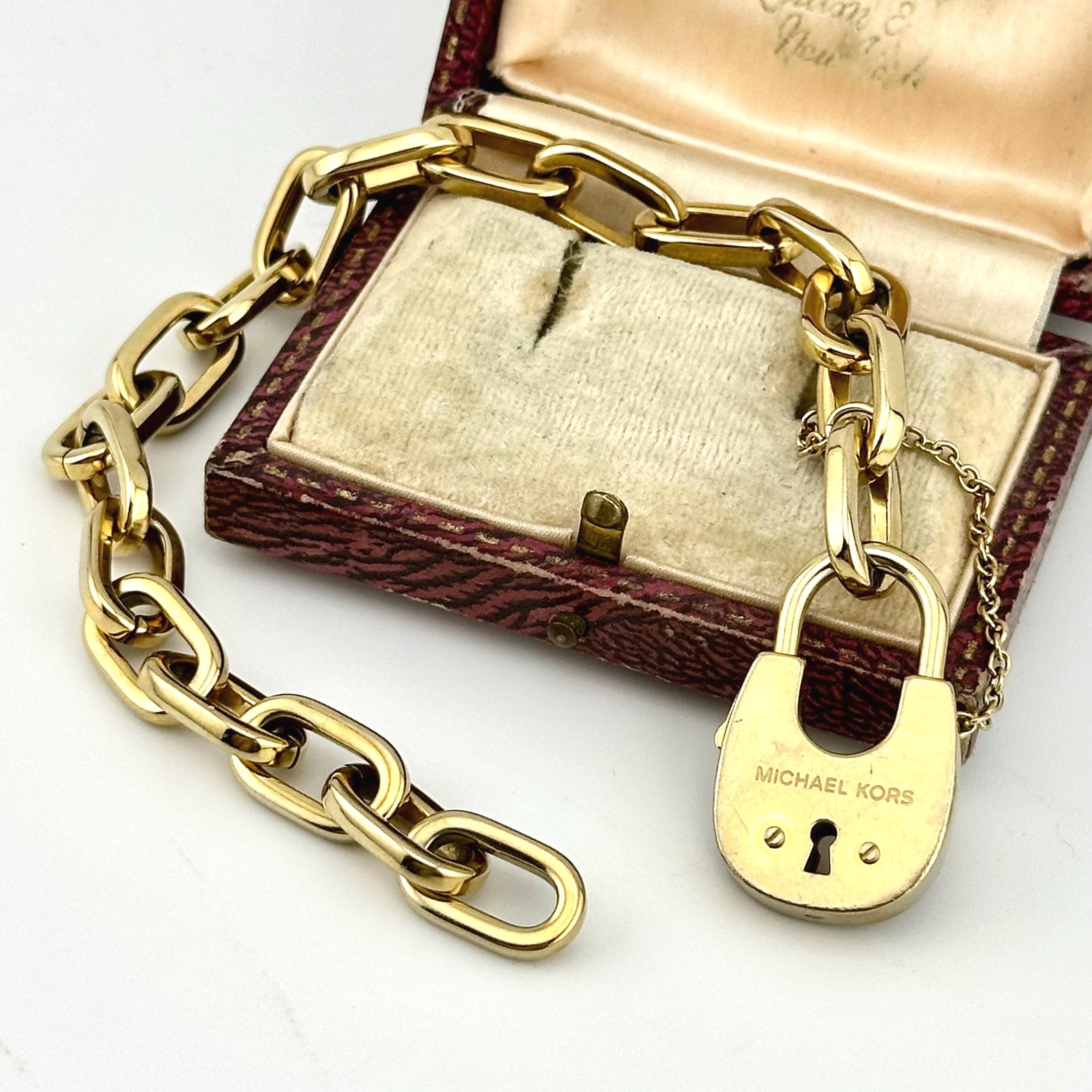 Michael Kors Gold Padlock Bracelet, Chunky Chain Statement Link 