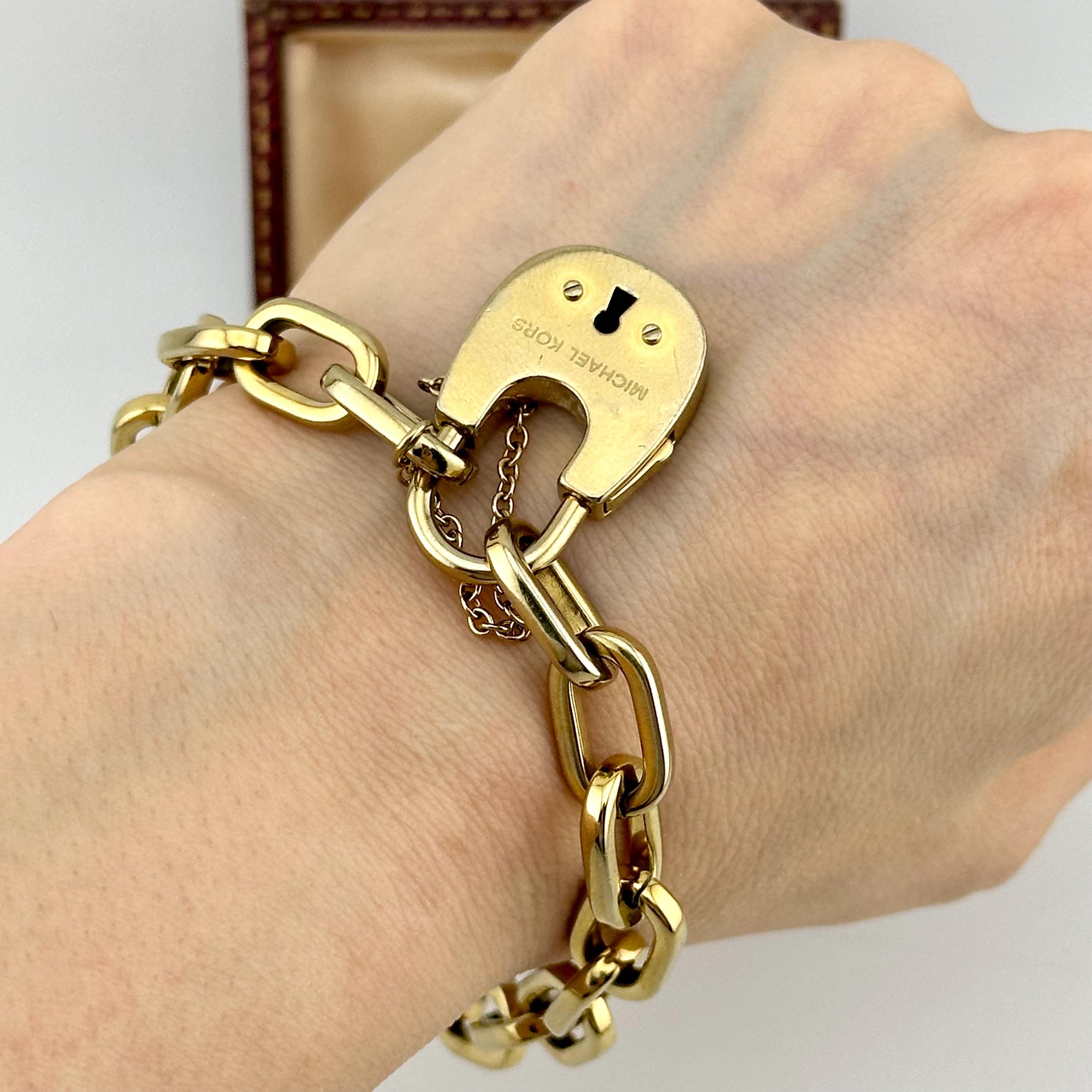 Michael Kors Gold Padlock Bracelet, Chunky Chain Statement Link 