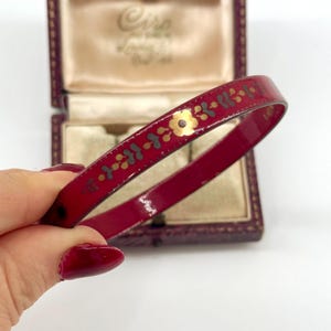 Pulsera vintage de la diseñadora italiana LAURANA, brazalete de esmalte burdeos, joyería llamativa de los años 80