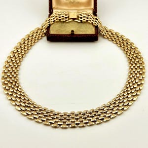 Vintage 1980s Gold Cleopatra Panther Chain Link Statement Necklace, Bold Layered Collar, Cleopatra Style Glam Jewelry, Power Chain Necklace