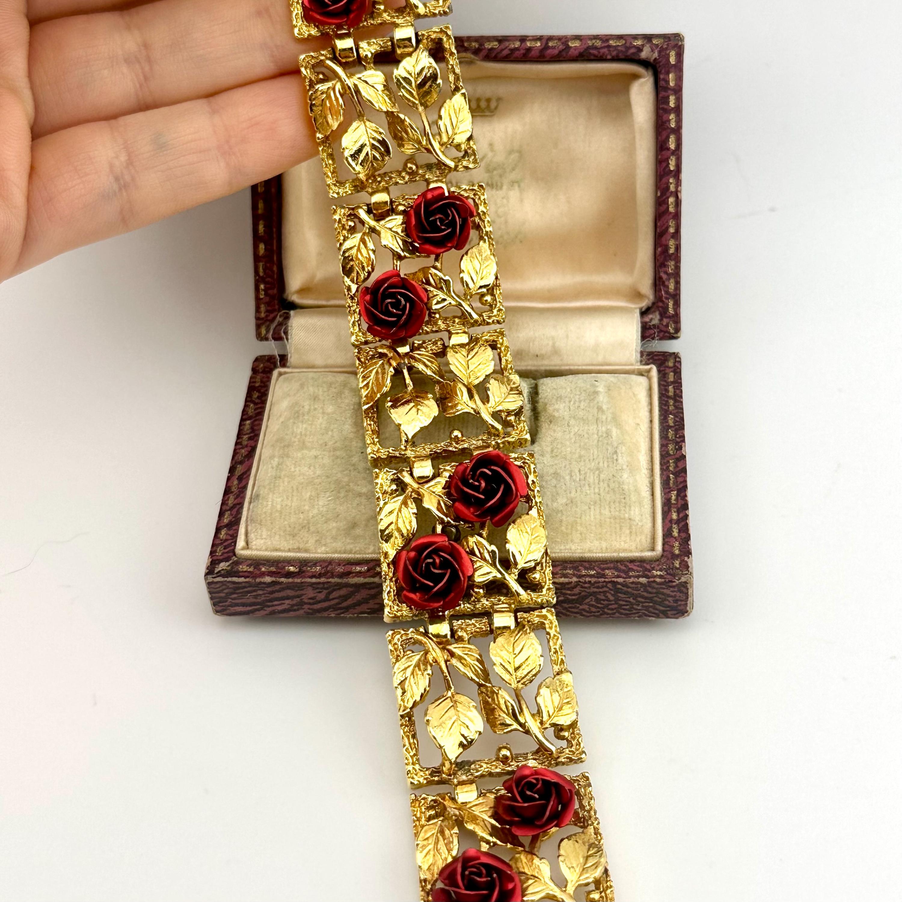 Bracelet Vintage En Or De Tolède - Gravure Florale En Relief, Fermoir Sécurité - Occasion Bon état