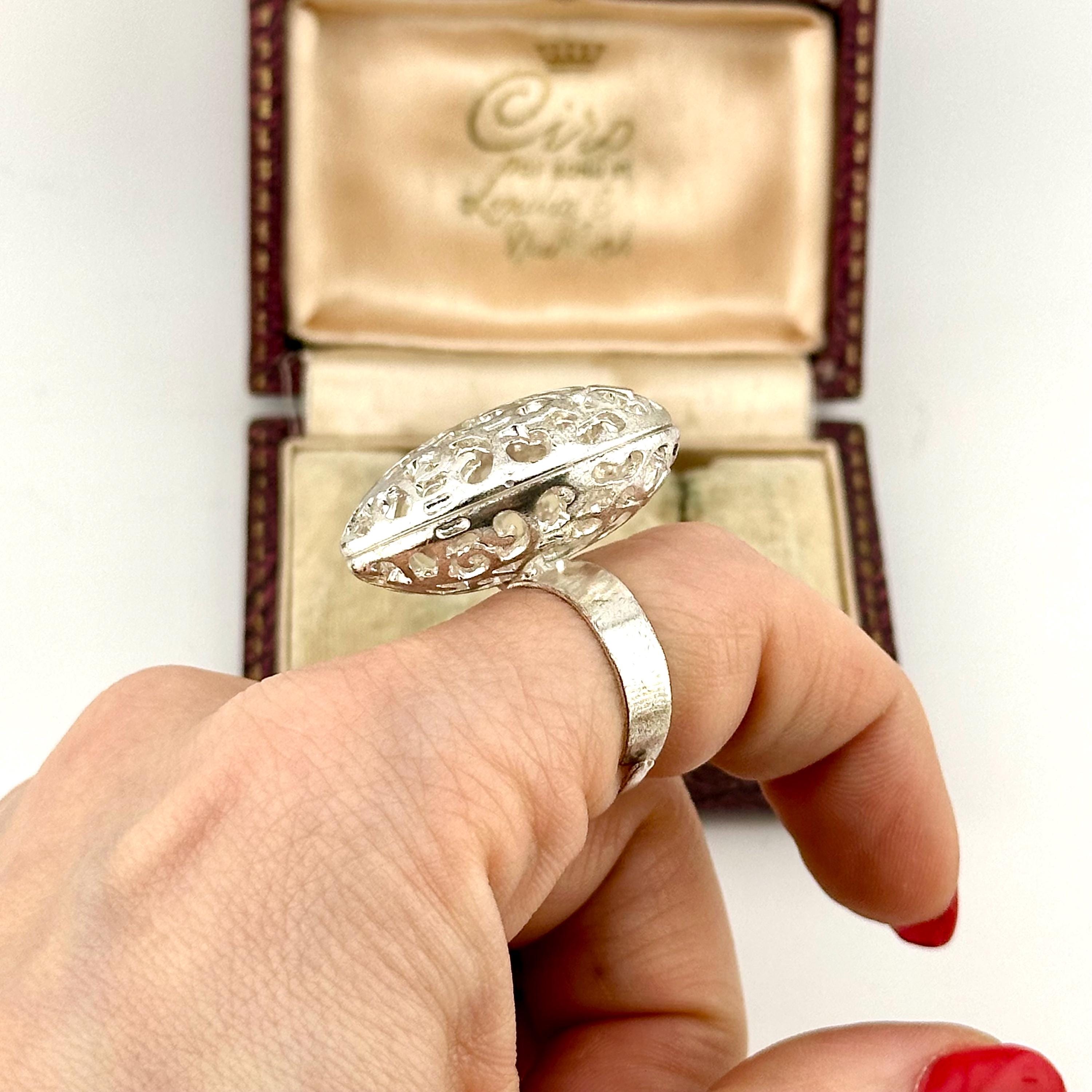 Bague Coeur Filigrane Argent 925 Plaqué Or - Taille 56, Ajustable, 2.5g, Neuf étiqueté Filgold